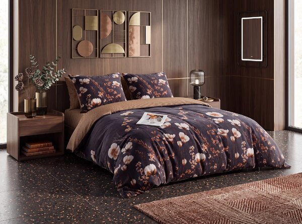 Obostrana posteljina DUO SENSE ARVENA tamno siva mikropliš/flanel Dimenzije posteljine: 70 x 90 cm | 140 x 220 cm