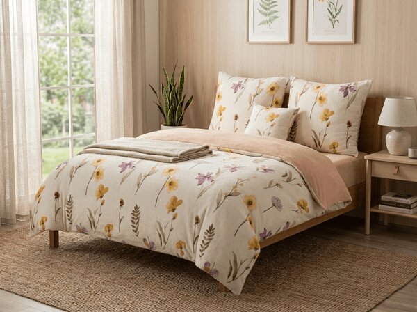 Obostrana posteljina DUO SENSE WILDELLA krem mikropliš/flanel Dimenzije posteljine: 70 x 90 cm | 140 x 220 cm