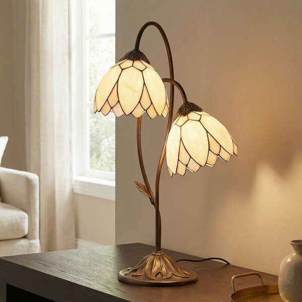 Clayre&Eef Stolna lampa u stilu Tiffany Liliana, 2 lampe, Smeđa / hrđa, Dnevni boravak/blagovaonica, Staklo