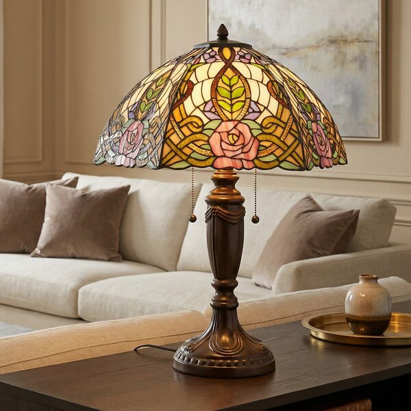 Clayre&Eef Paradise stolna lampa Eden u Tiffany stilu, Višebojno, Dnevni boravak/blagovaonica, Staklo