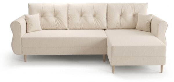 Razvlačna kutna garnitura L SILVIANO 230x140 cm, krem, univerzalna