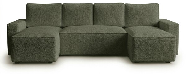Razvlačna U kutna garnitura SMART BOUCLE 303x143 cm, tamno zelena