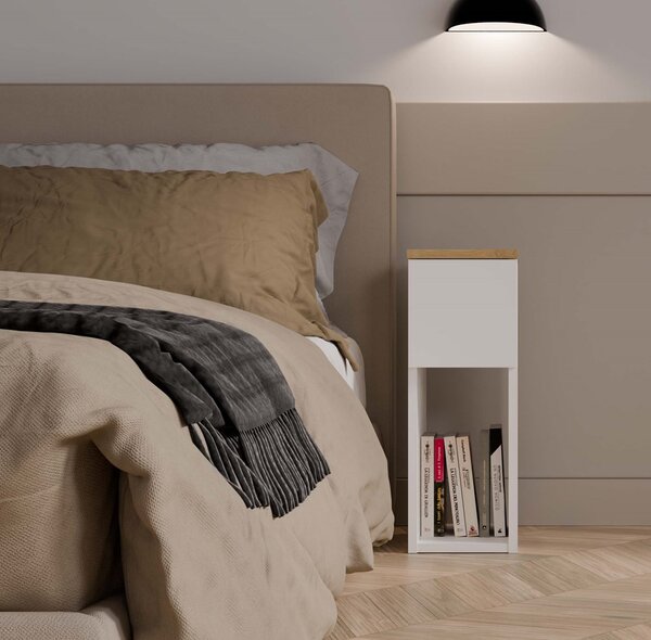 Zondo.hr Noćni ormarić Gustaban 1 (bijela + hrast artisan). Akcija -20%. 1132745
