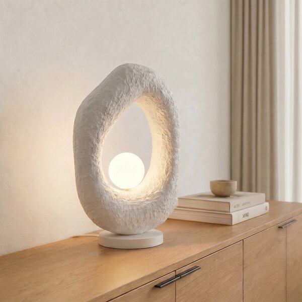 Opviq Stolna lampa Vaslı, bijela, visina 50 cm, stakloplastika, G9, Bijela, Dnevni boravak/blagovaonica, Plastika