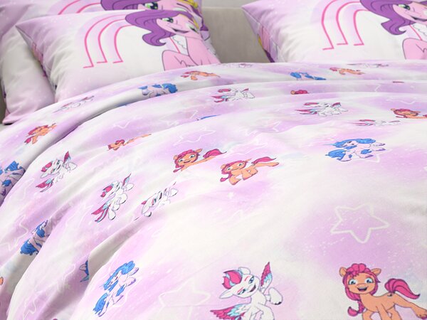 Dječja pamučna posteljina MY LITTLE PONY STARS bijela Dimenzije posteljine: 60 x 70 cm | 140 x 200 cm
