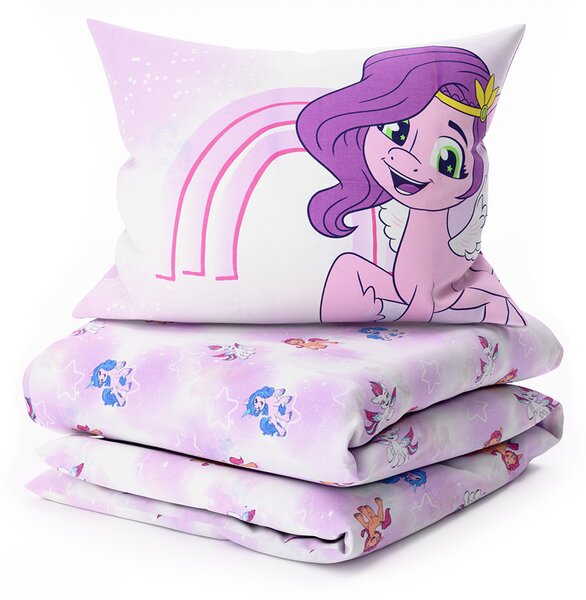 Dječja pamučna posteljina MY LITTLE PONY STARS bijela Dimenzije posteljine: 60 x 70 cm | 140 x 200 cm