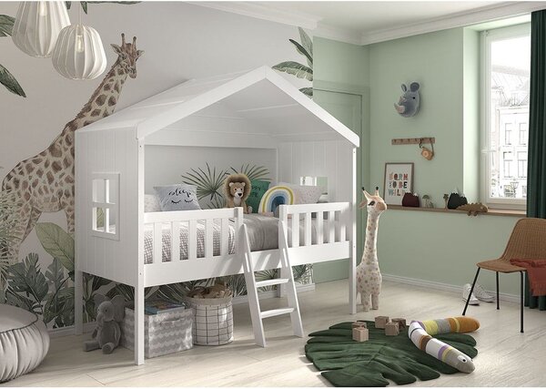 Povišeni dječji krevet poput bijele kuće 90x200 cm Housebed - Vipack