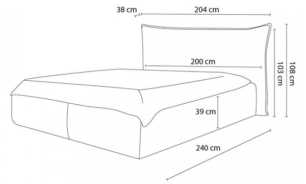 Bračni krevet tapeciran bež samtom s prostorom za pohranu s podnicom 160x200 cm Jade - Bobochic Paris