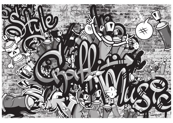 Tapeta sivi street art graffiti