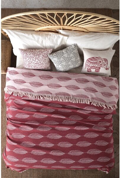 Crveni pamučni prekrivač za bračni krevet 220x240 cm Yaprak - Mijolnir