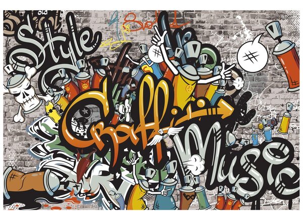 Tapeta graffiti na zidu od cigle