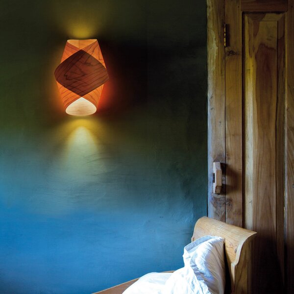 LZF LAMPS Orbit zidna lampa, boja trešnje, širina 19 cm, drvo, prigušiva, Drvo, Dnevni boravak/blagovaonica, Drvo