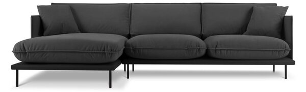 Tamno siva kutna sofa s baršunastom površinom Interieurs 86 Auguste, lijevi kut
