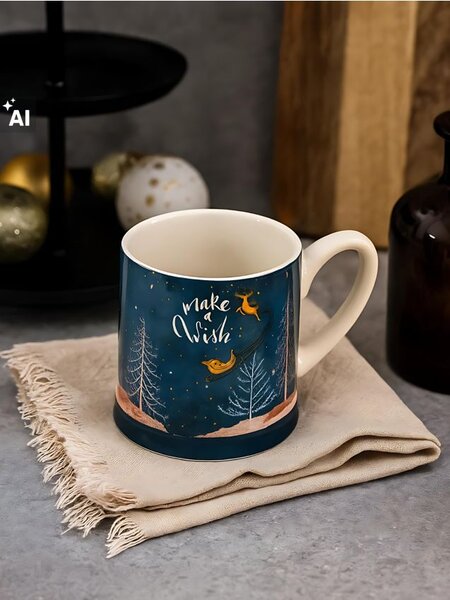 Sinsay - Keramička božićna šalica s natpisom „Make a Wish“