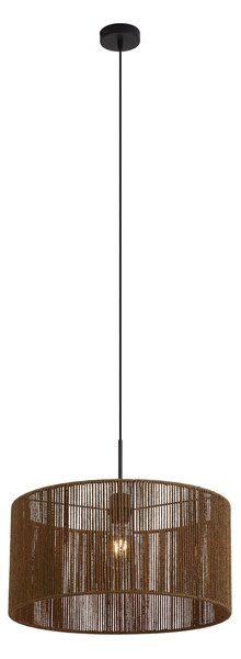 Hanglamp zwart met bruine papieren touw kap 50/50/25 - Combi 1