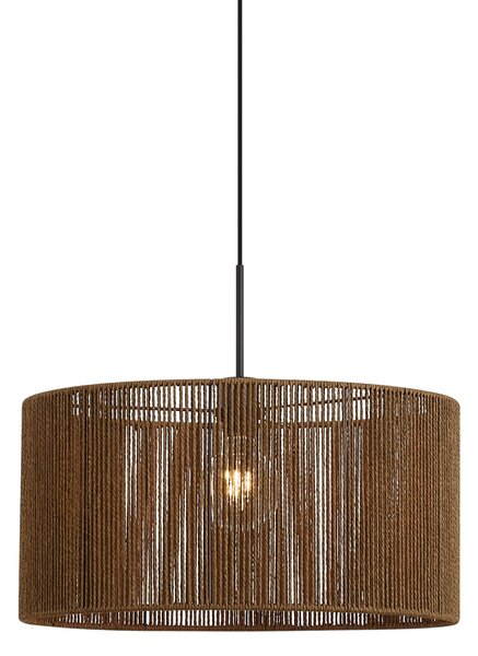 Hanglamp zwart met bruine papieren touw kap 50/50/25 - Combi 1