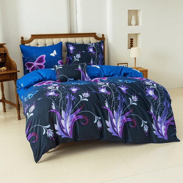 Posteljina od mikrovlakana VIOLET BUTTERFLY tamno plava Dimenzije posteljine: 70 x 90 cm | 140 x 200 cm