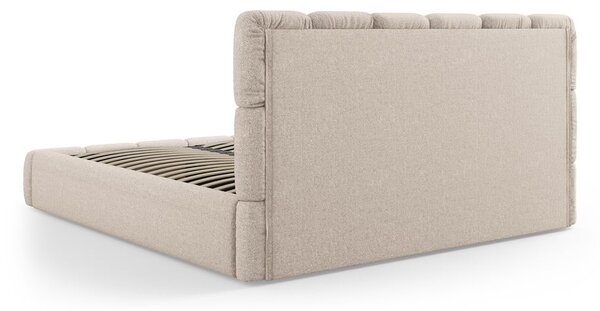 Bež tapecirani bračni krevet s prostorom za odlaganje s podnicom 180x200 cm Bellis – Micadoni Home