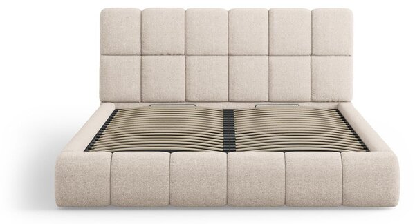 Bež tapecirani bračni krevet s prostorom za odlaganje s podnicom 180x200 cm Bellis – Micadoni Home