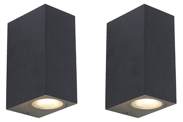 Set od 2 moderne zidne svjetiljke crne 2-light IP44 - Baleno