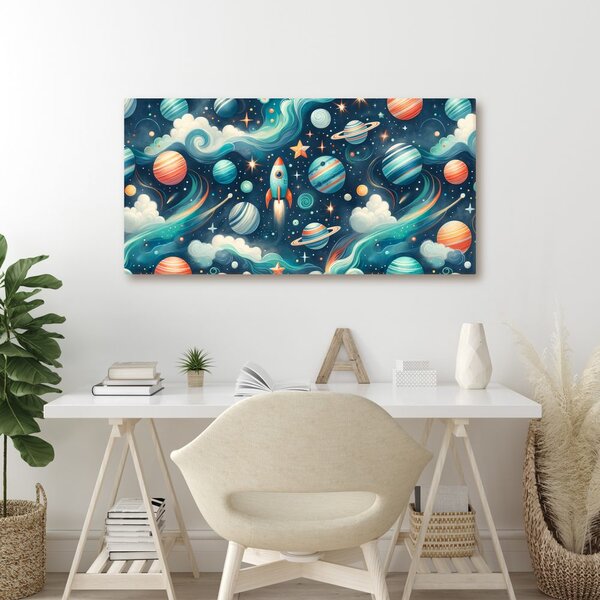 Slika raketa i planeti u svemiru