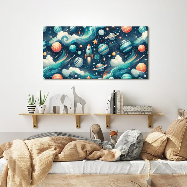 Slika raketa i planeti u svemiru