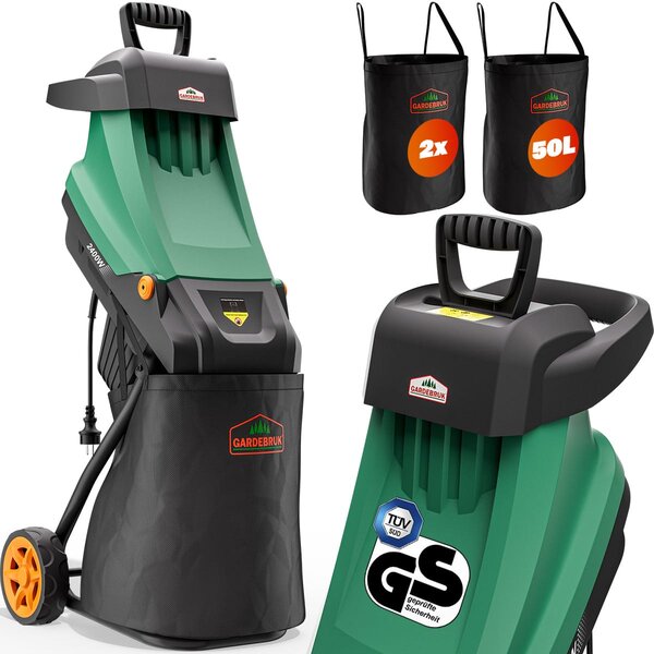 Vrtna sjeckalica za grane VAVRO, 2400W, 50l, crno/zelena Gardebruk