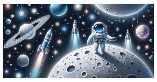 Slika astronaut među planetima