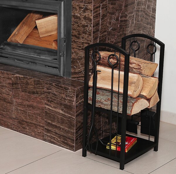 Postolje za kamin na drva 4 u 1 s priborom