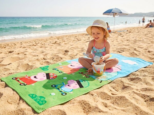 Dječji plažni ručnik PEPPA PIG 70x140 cm šareni, 100% pamučni velur