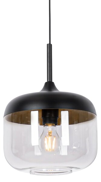 Dizajnerska viseća lampa crna sa zlatom i dimnim staklom - Kyan