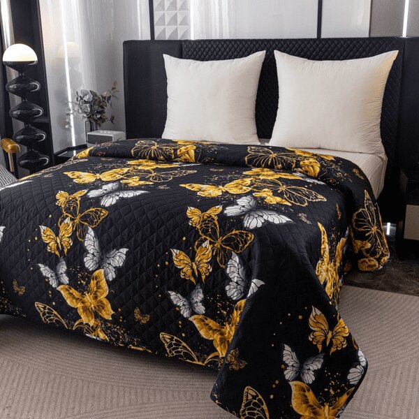 Prekrivač za krevet GOLD BUTTERFLY crni Dimenzije: 170 x 210 cm