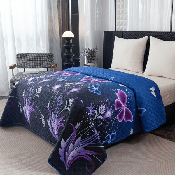 Prekrivač za krevet VIOLET BUTTERFLY, tamno plavi Dimenzije: 170 x 210 cm