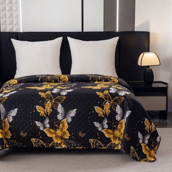 Prekrivač za krevet GOLD BUTTERFLY crni Dimenzije: 170 x 210 cm