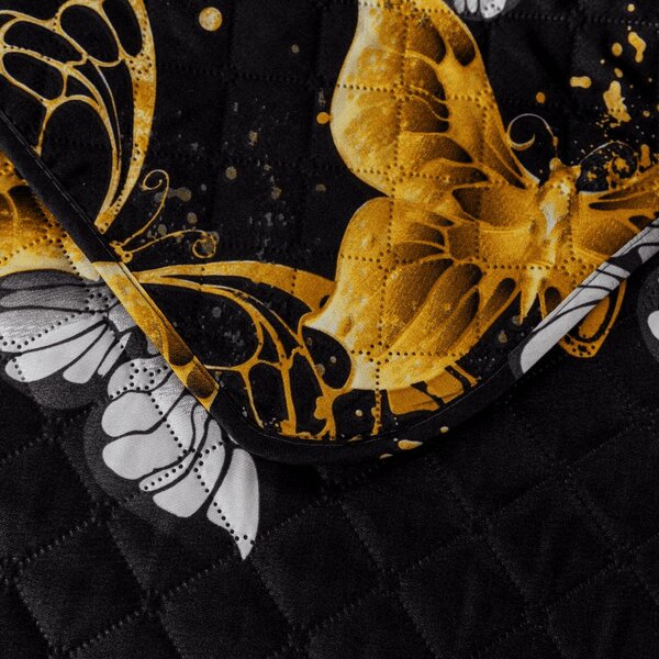Prekrivač za krevet GOLD BUTTERFLY crni Dimenzije: 170 x 210 cm