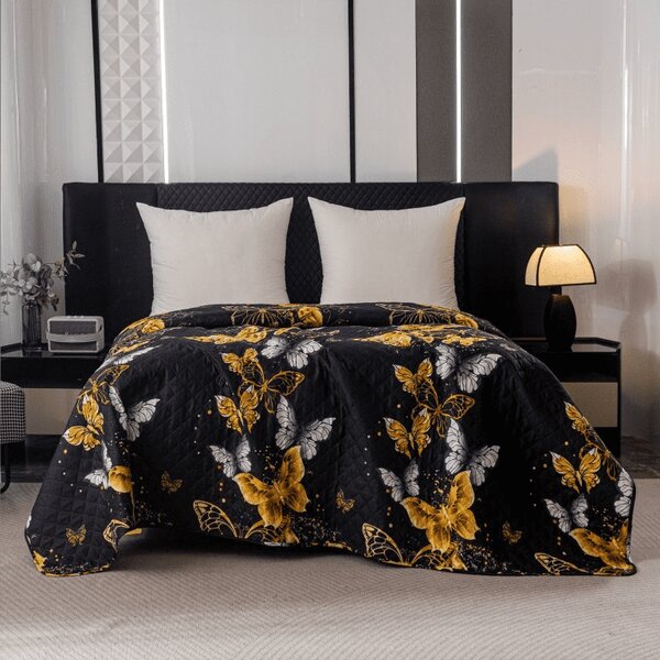 Prekrivač za krevet GOLD BUTTERFLY crni Dimenzije: 170 x 210 cm