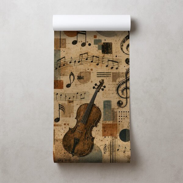 Fototapeta vintage glazbeni instrumenti i note
