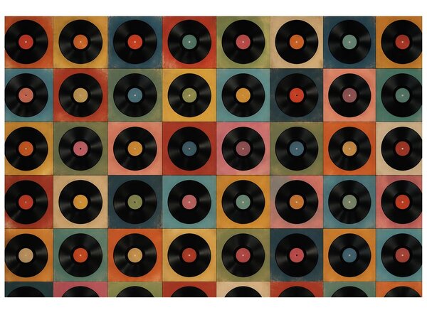 Tapeta retro vinilne ploče na šarenoj pozadini