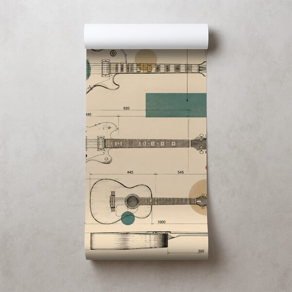 Tapeta skice gitara u retro stilu