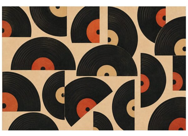 Tapeta retro vinilne ploče na bež pozadini