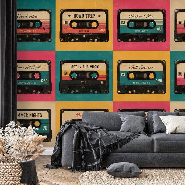 Tapeta retro šarene audio kazete