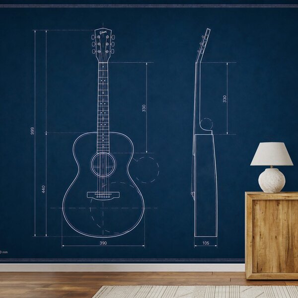 Tapeta tehnički crtež akustične gitare