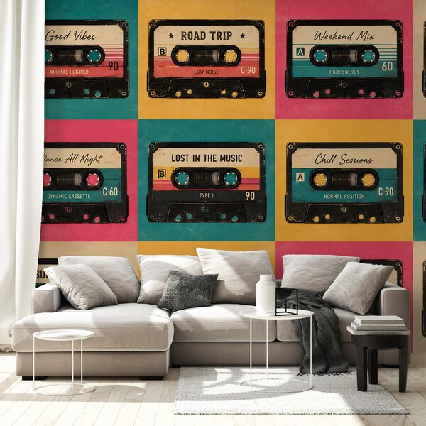 Tapeta retro šarene audio kazete