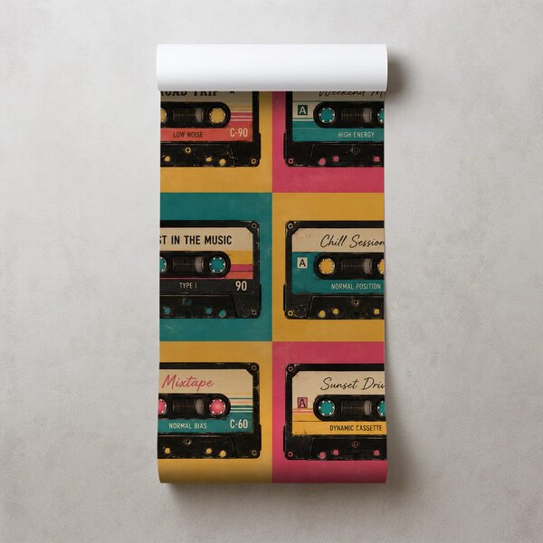 Tapeta retro šarene audio kazete
