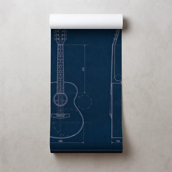 Tapeta tehnički crtež akustične gitare