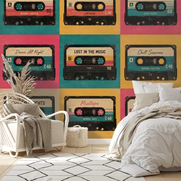 Tapeta retro šarene audio kazete