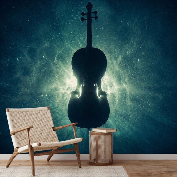 Fototapeta violončelo u svemirskoj svjetlosti