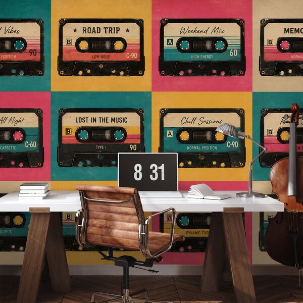 Tapeta retro šarene audio kazete
