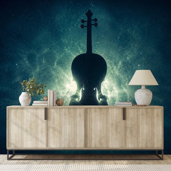 Fototapeta violončelo u svemirskoj svjetlosti