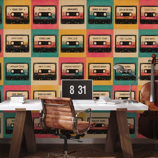 Tapeta retro kazete u vintage stilu